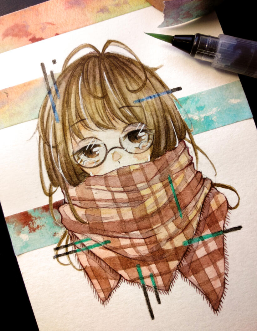 Watercolor drawing with warm colors